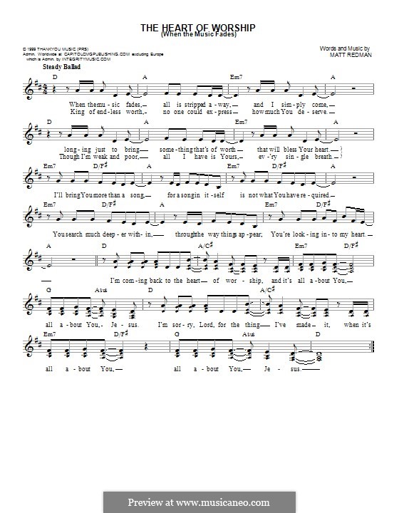 The Heart Of Worship (When The Music Fades): Мелодия by Matt Redman