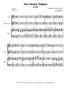 Ave verum corpus, K.618: Duet for flute and Bb-clarinet - piano accompaniment by Вольфганг Амадей Моцарт