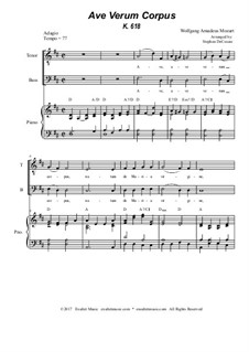 Ave verum corpus, K.618: Duet for tenor and bass solo - piano accompaniment by Вольфганг Амадей Моцарт