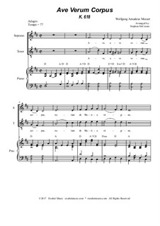 Ave verum corpus, K.618: Duet for soprano and tenor solo - piano accompaniment by Вольфганг Амадей Моцарт