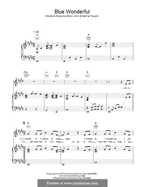 Blue Wonderful: Для голоса и фортепиано (или гитары) by Elton John