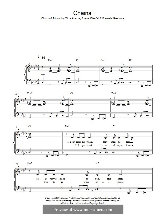 Chains (Tina Arena): Для фортепиано by Pamela Reswick, Steve Werfel