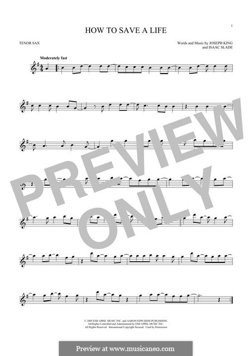 How to Save a Life (The Fray): Для тенорового саксофона by Isaac Slade, Joseph King