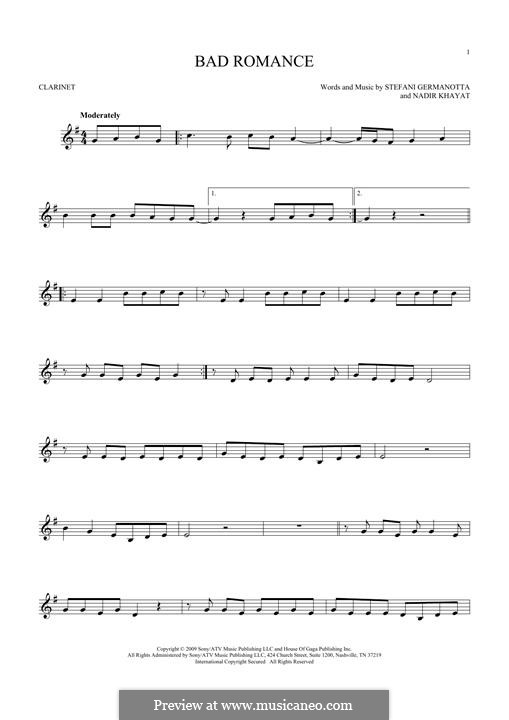 Instrumental version: Для кларнета by RedOne, Stefani Germanotta