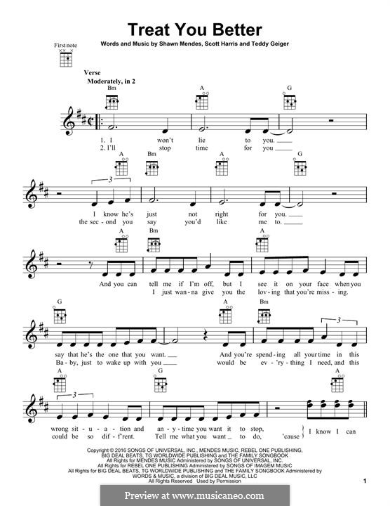 Treat You Better: Для укулеле by John Theodore Geiger, Scott Harris, Shawn Mendes