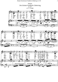 Des kleinen Friedrichs Geburtstag, K.529: F Major by Вольфганг Амадей Моцарт