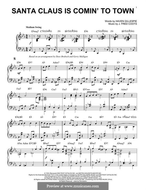 Piano version: E Flat Major by J. Fred Coots