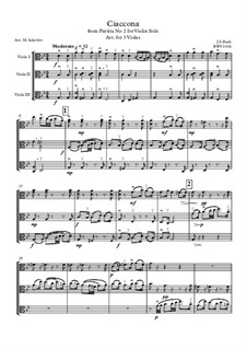 Партита для скрипки No.2 ре минор, BWV 1004: Chaconne. Arrangement for 3 violas by Иоганн Себастьян Бах