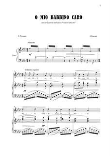 O mio babbino caro: For soprano and piano by Джакомо Пуччини