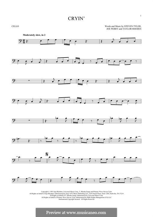 Cryin' (Aerosmith): Для виолончели by Joe Perry, Steven Tyler, Taylor Rhodes