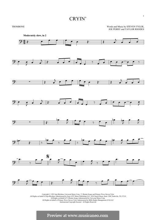 Cryin' (Aerosmith): For trombone by Joe Perry, Steven Tyler, Taylor Rhodes