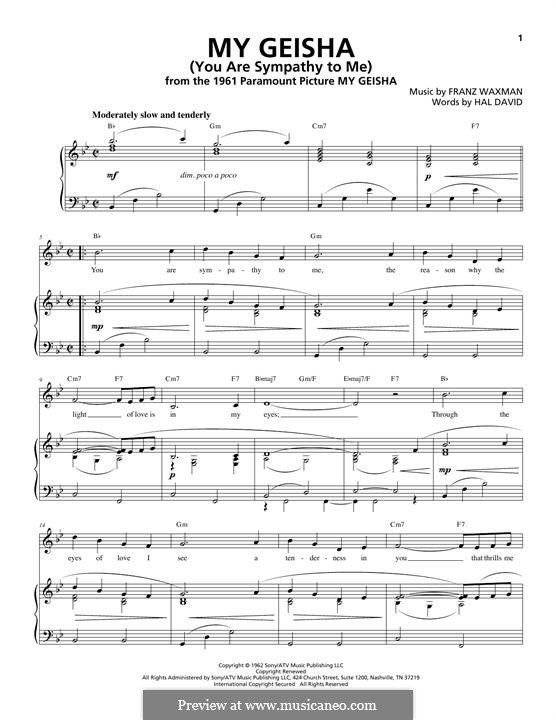 You Are Sympathy To Me: Для голоса и фортепиано by Franz Waxman