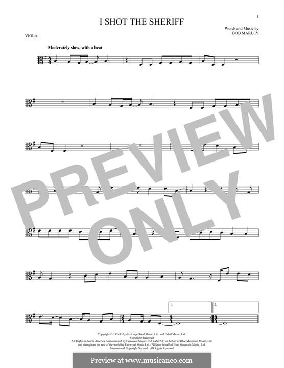 I Shot the Sheriff: For viola by Bob Marley