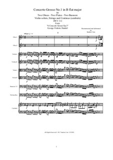 Six Concerti Grossi for Winds, Strings and Cembalo, Op.3: Concerto Grosso No.1 in B Flat Major, HWV 312 by Георг Фридрих Гендель