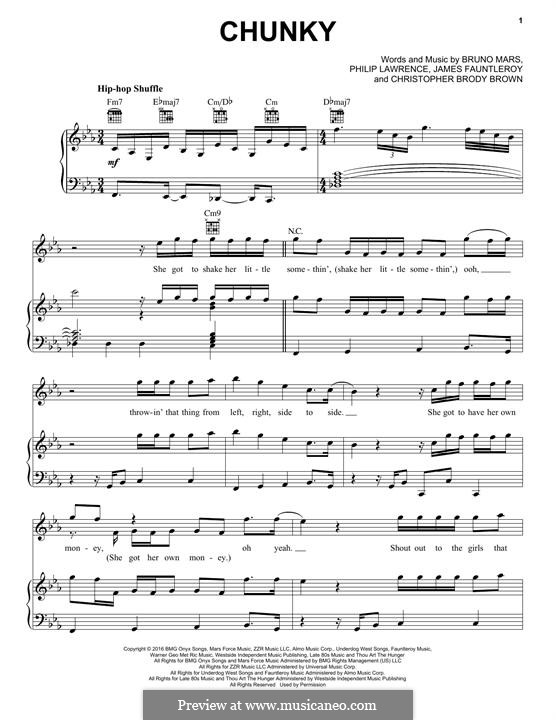 Chunky: Для голоса и фортепиано (или гитары) by James Fauntleroy II, Bruno Mars, Philip Lawrence, Christopher Brody Brown