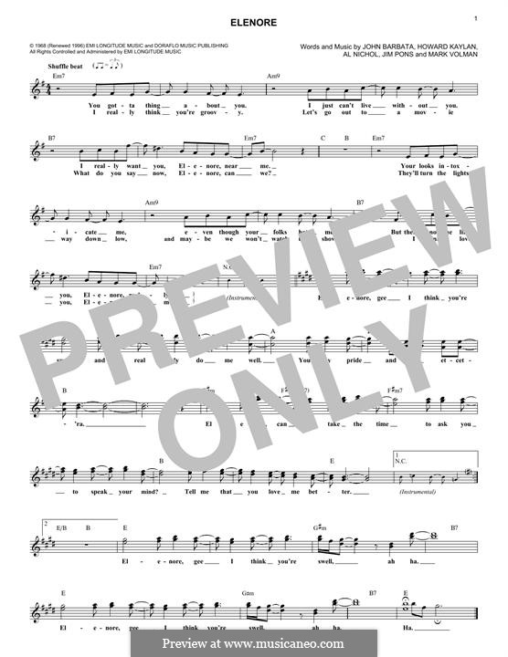 Elenore (The Turtles): Мелодия by Al Nichol, Howard Kaylan, Jim Pons