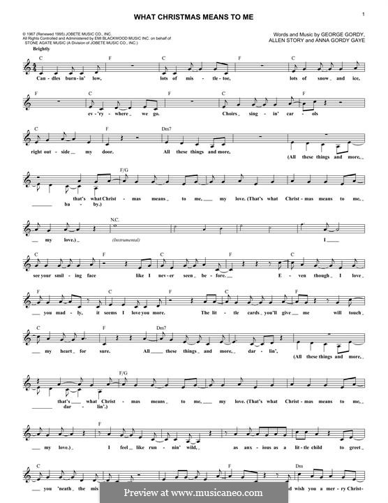 What Christmas Means To Me (Stevie Wonder): Мелодия by Allen Story, Anna Gordy Gaye, George Gordy