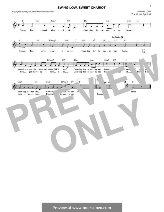 Swing Low, Sweet Chariot: Мелодия by folklore