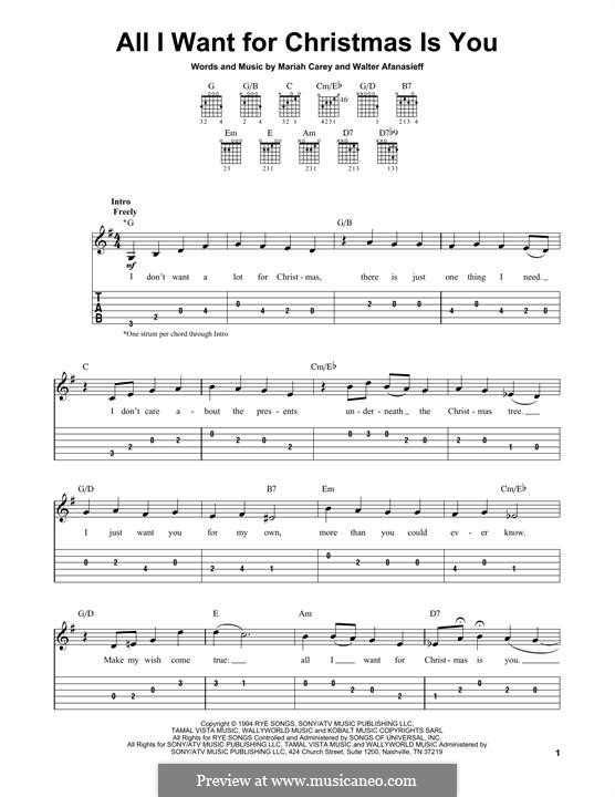 Instrumental version: Гитарная табулатура by Mariah Carey, Walter Afanasieff