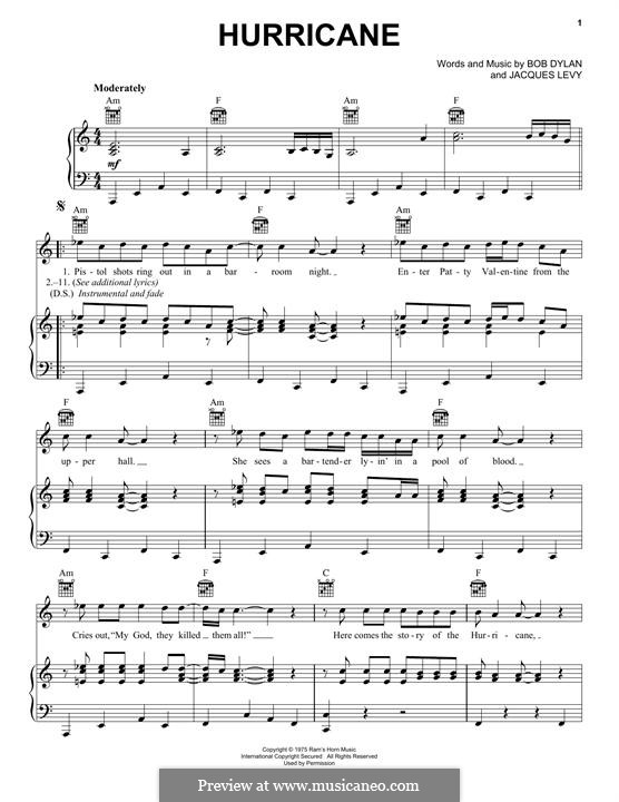 Hurricane: Для голоса и фортепиано (или гитары) by Bob Dylan