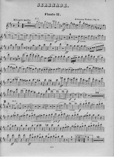 Серенада No.1 ре мажор, Op.11: Партия второй флейты by Иоганнес Брамс