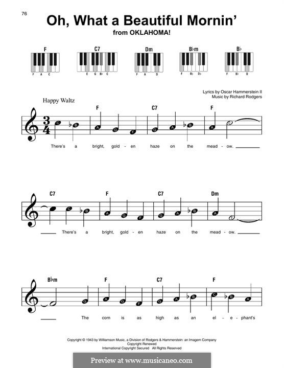 Oh, What a Beautiful Mornin' (from 'Oklahoma!'): Мелодия by Richard Rodgers