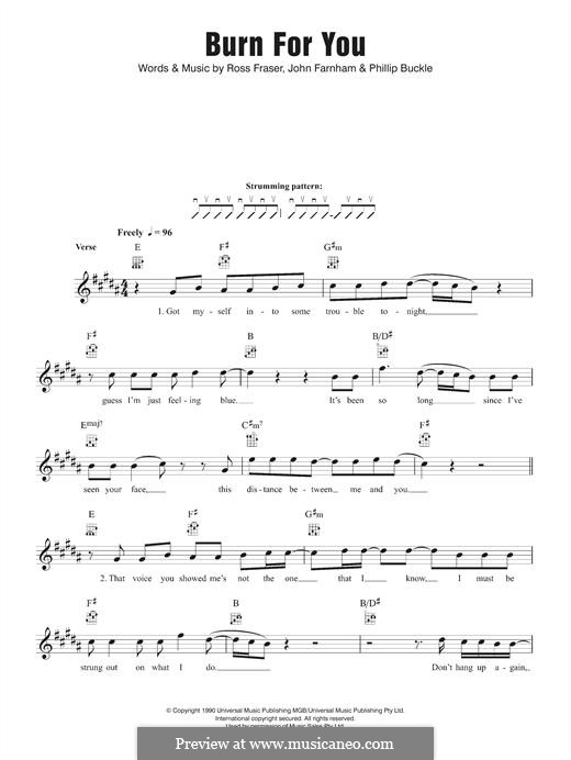 Burn for You (John Farnham): Для укулеле by Philip Buckle, Ross Fraser