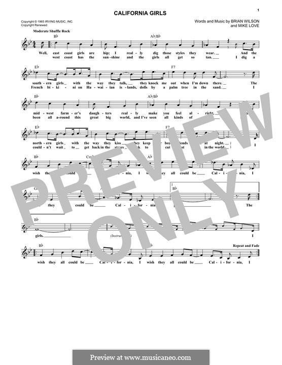 California Girls (The Beach Boys): Мелодия by Brian Wilson, Mike Love