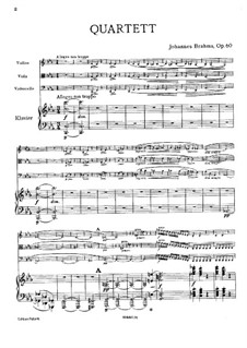 Фортепианный квартет No.3 до минор, Op.60: Партитура by Иоганнес Брамс