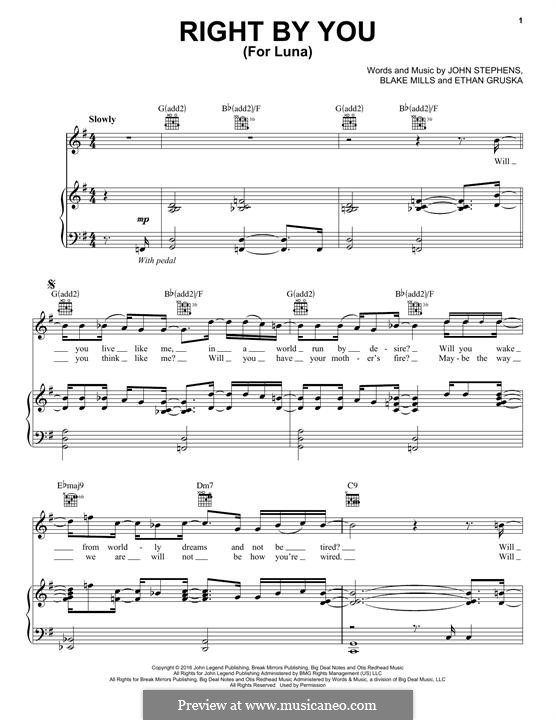 Right By You (For Luna): Для голоса и фортепиано (или гитары) by John Stephens, Blake Mills, Ethan Gruska