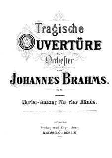 Трагическая увертюра, Op.81: Для фортепиано в 4 руки by Иоганнес Брамс