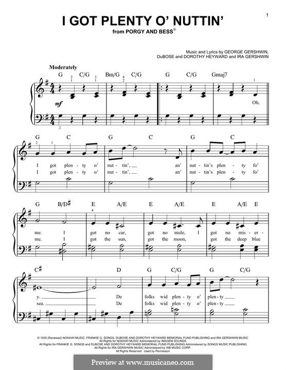 I Got Plenty O' Nuttin': Для фортепиано by Джордж Гершвин
