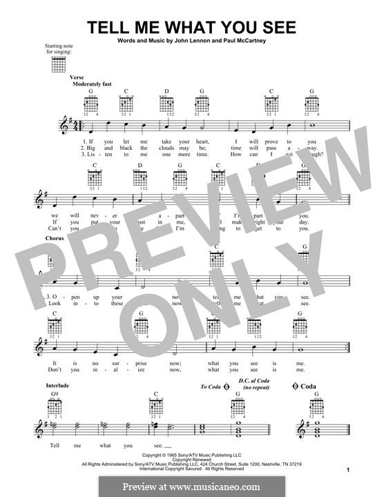 Tell Me What You See (The Beatles): Гитарная табулатура by John Lennon, Paul McCartney
