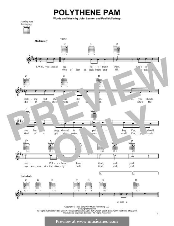 Polythene Pam (The Beatles): Гитарная табулатура by John Lennon, Paul McCartney