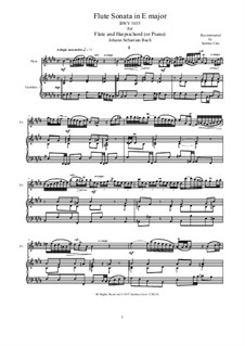 Соната для флейты и бассо континуо No.3 ми мажор, BWV 1035: Партитура, сольная партия by Иоганн Себастьян Бах