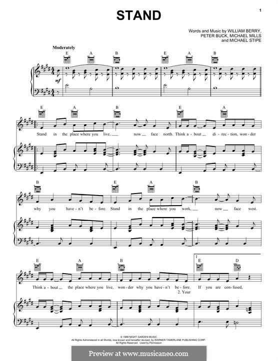 Stand (R.E.M.): Для голоса и фортепиано (или гитары) by Mike Mills, Michael Stipe, Peter Buck, William Berry