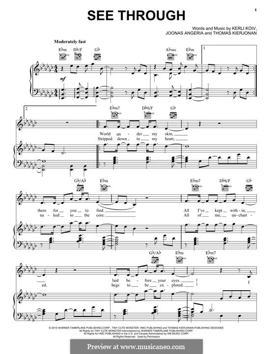 See Through (Pentatonix): Для голоса и фортепиано (или гитары) by Kerli Koiv, Joonas Angeria, Thomas Kierjonan