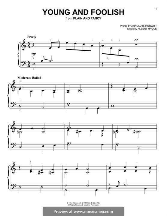 Young and Foolish (Dean Martin): Для фортепиано by Albert Hague