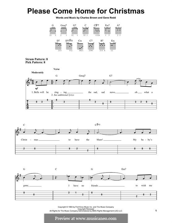 Please Come Home for Christmas (The Eagles): Гитарная табулатура by Charles Brown, Gene Redd