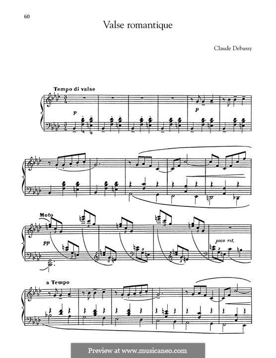 Романтический вальс, L.71: Для фортепиано by Клод Дебюсси