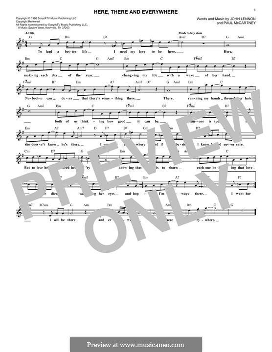 Here, There and Everywhere (The Beatles): Мелодия by John Lennon, Paul McCartney