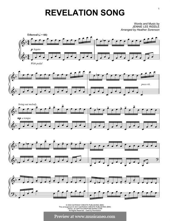 Revelation Song (Passion): Для фортепиано by Jennie Lee Riddle