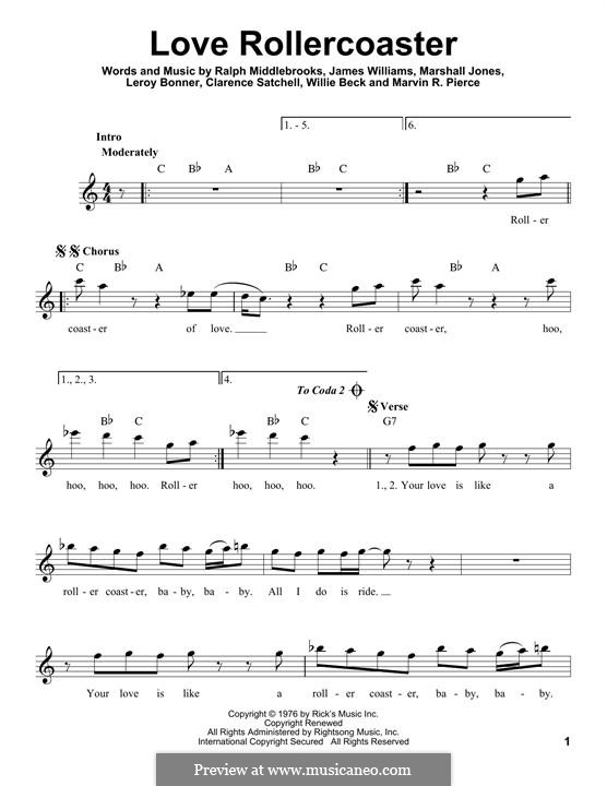 Love Rollercoaster (The Ohio Players): Мелодия by Clarence Satchell, James L. Williams, Leroy Bonner, Marshall Eugene Jones, Marvin R. Pierce, Ralph Middlebrooks, William Beck