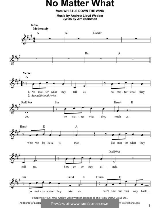 A.L. ber No Matter What (from Whistle Down the Wind) ноты на MusicaNeo