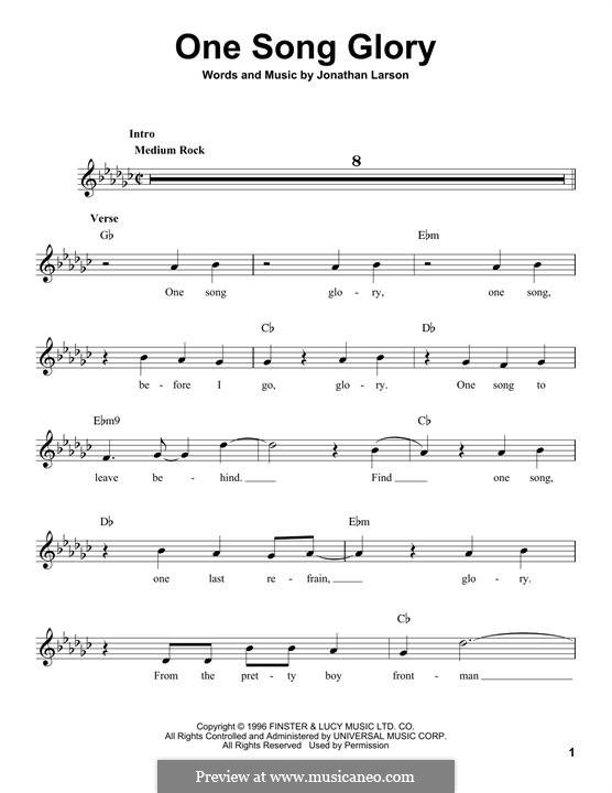One Song Glory: Мелодия by Jonathan Larson