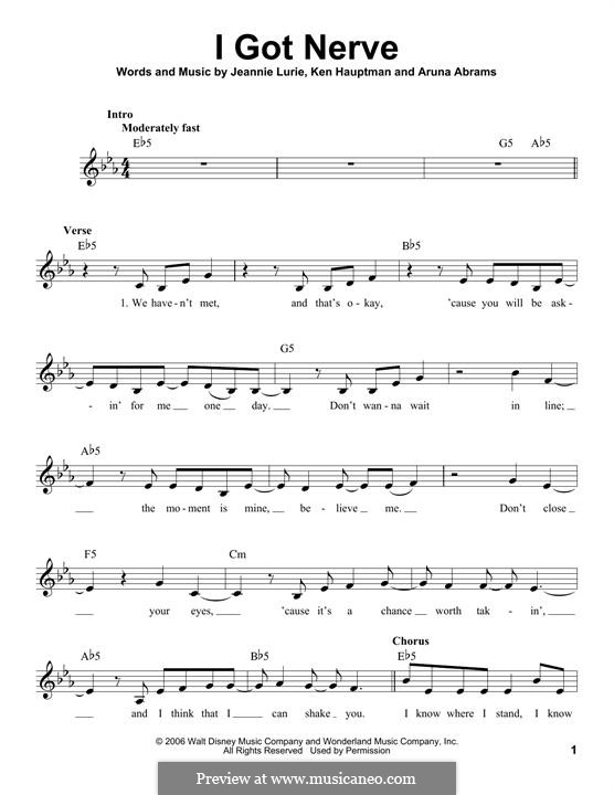 I Got Nerve (Hannah Montana): Мелодия by Aruna Abrams, Jeannie Lurie, Ken Hauptman