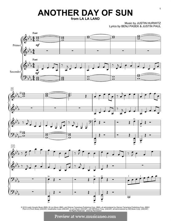 Another Day of Sun (from La La Land): Для фортепиано в 4 руки by Justin Hurwitz