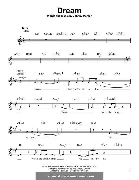 Dream (Frank Sinatra): Мелодия by Johnny Mercer