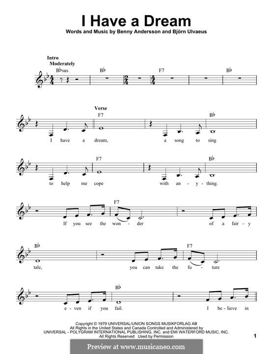 I Have a Dream (ABBA): Мелодия by Benny Andersson, Björn Ulvaeus