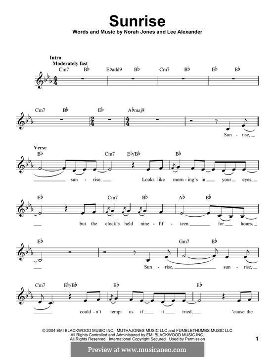 Sunrise (Norah Jones): Мелодия by Lee Alexander, Norah Jones